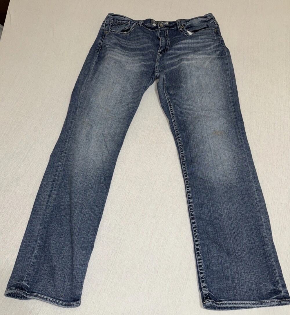 BUCKLE BKE Tyler Straight Leg Denim Jeans 36L Grunge Thick Stitch 32x30 (read)